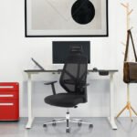 Electric sit and stand desks for the office workers.