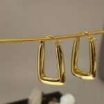 Square Golden Hoop Earrings | Sarichka