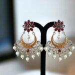 Pearl Dual Tone Chandbali Earrings | Sarichka